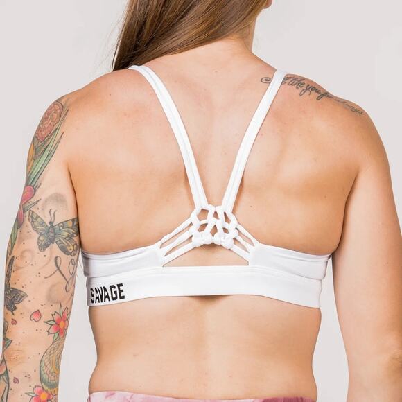 💗 3/$10 💗 Savage Barbell Knotty Back Sports Bra White Size Small - Picture 7 of 11